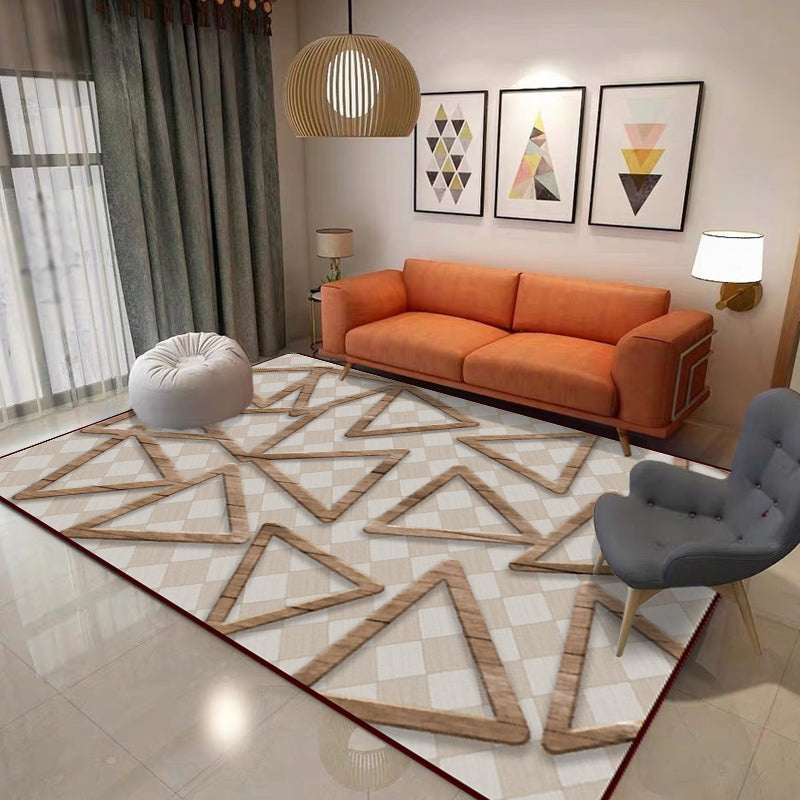 Simple Modern Rug in Brown Geometry Triangle Square Pattern Rug Polyester Anti-Slip Carpet for Home Decoration Brown Clearhalo 'Area Rug' 'Modern' 'Rugs' Rug' 1693008