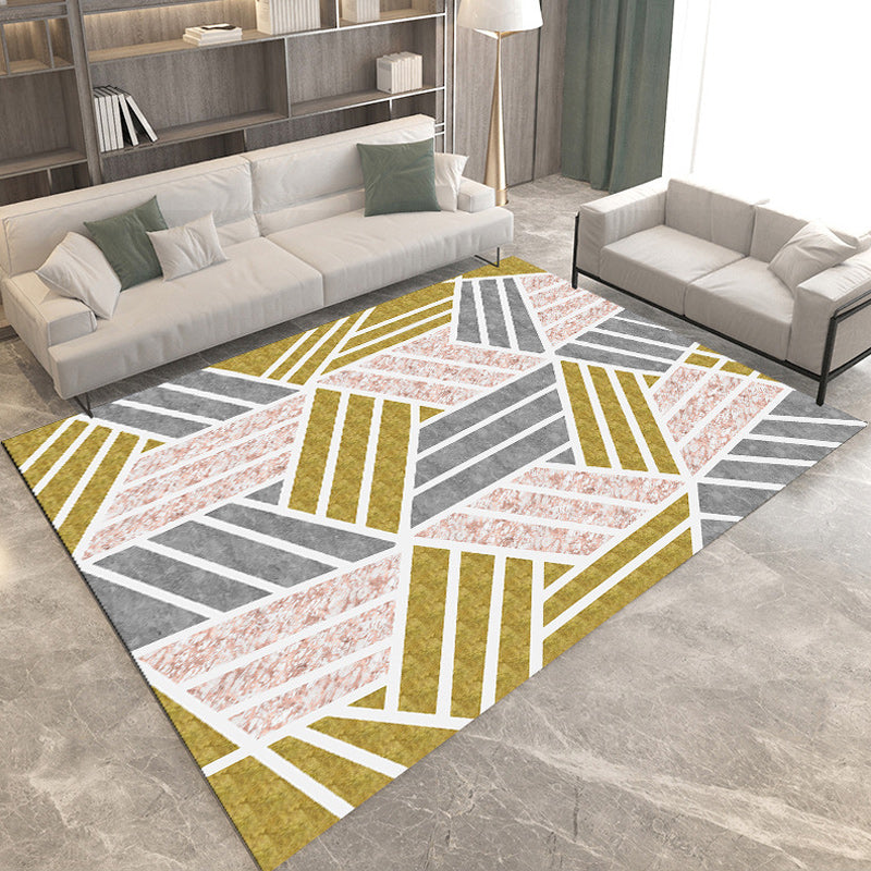 Casual Modern Rug in Black and Yellow Colorblock Geometry Pattern Rug Polyester Anti-Slip Carpet for Home Decoration Yellow Clearhalo 'Area Rug' 'Modern' 'Rugs' Rug' 1693194