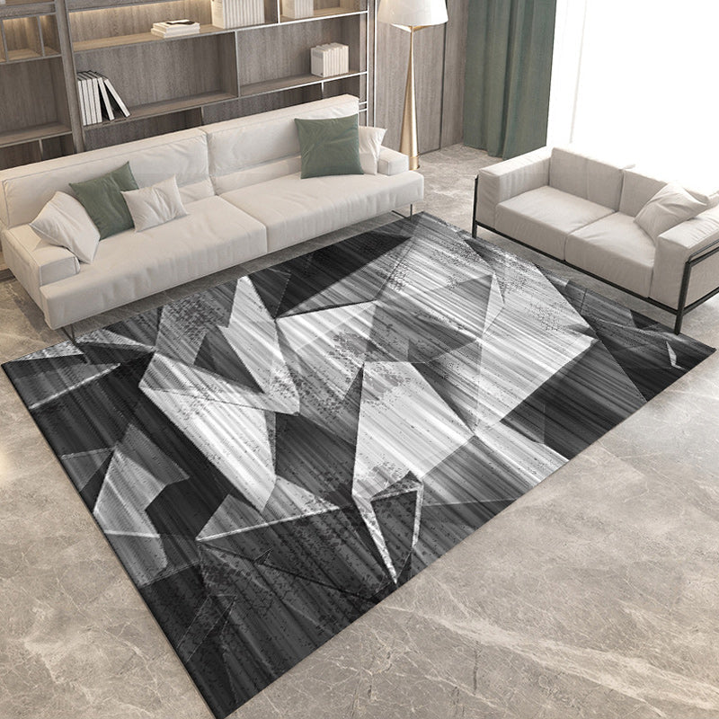 Casual Modern Rug in Black and Yellow Colorblock Geometry Pattern Rug Polyester Anti-Slip Carpet for Home Decoration Black Clearhalo 'Area Rug' 'Modern' 'Rugs' Rug' 1693201