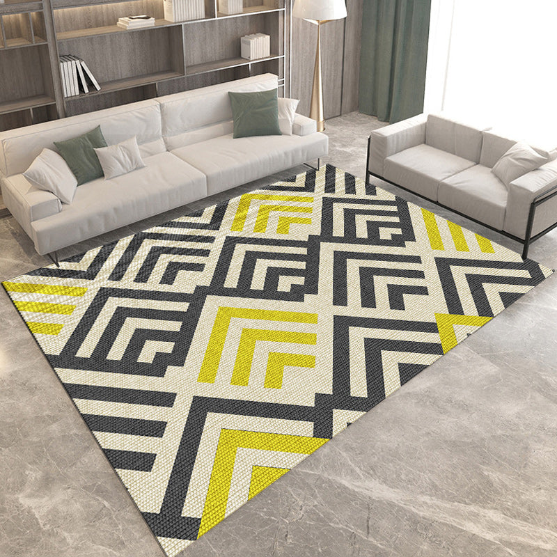 Casual Modern Rug in Black and Yellow Colorblock Geometry Pattern Rug Polyester Anti-Slip Carpet for Home Decoration Beige Clearhalo 'Area Rug' 'Modern' 'Rugs' Rug' 1693203