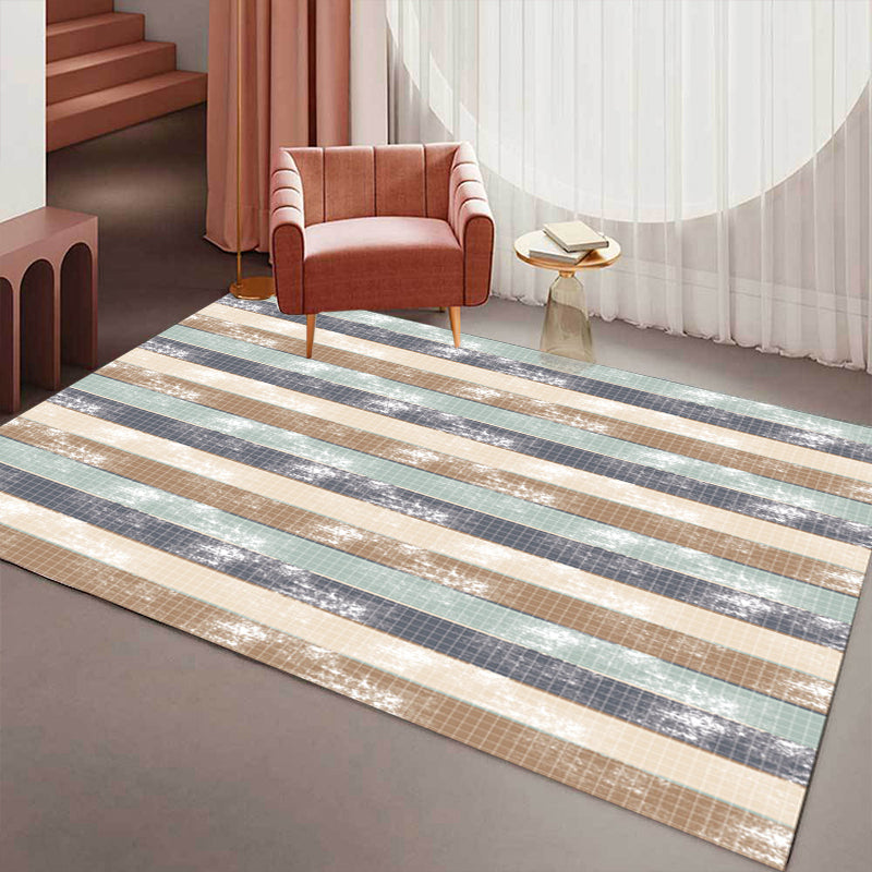 Simple Modern Rug in Green and Yellow Stripes Pattern Rug Polyester Stain-Resistant Carpet for Home Decoration Clearhalo 'Area Rug' 'Modern' 'Rugs' Rug' 1693224