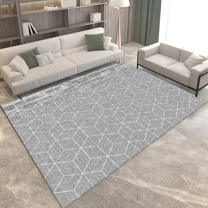 Modern Living Room Rug in Grey and Ivory Geometric Diamond Print Rug Polyester Pet Friendly Area Rug Grey Clearhalo 'Area Rug' 'Modern' 'Rugs' Rug' 1693314