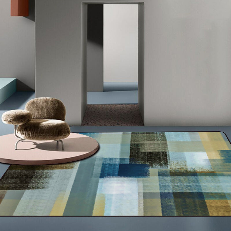 Blue and Brown Bedroom Rug Modern Abstract Painting Pattern Area Rug Polyester Non-Slip Backing Carpet Clearhalo 'Area Rug' 'Modern' 'Rugs' Rug' 1693325