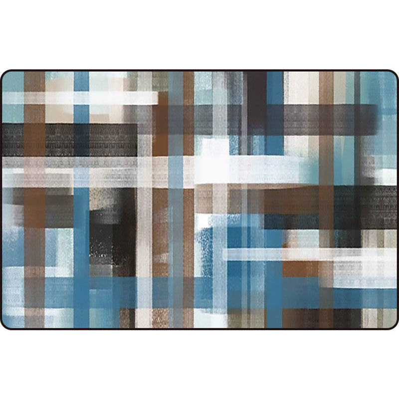 Blue and Brown Bedroom Rug Modern Abstract Painting Pattern Area Rug Polyester Non-Slip Backing Carpet Clearhalo 'Area Rug' 'Modern' 'Rugs' Rug' 1693340