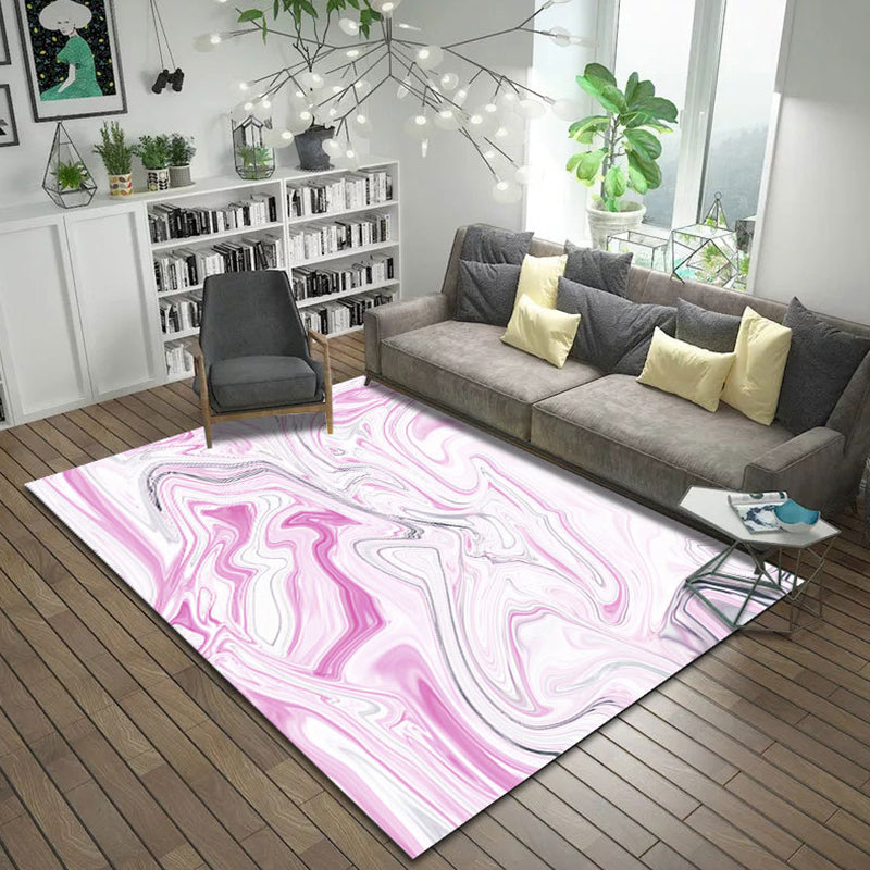 Simple Modern Rug in White and Black Abstract Painting Pattern Rug Polyester Anti-Slip Carpet for Home Decoration Pink Clearhalo 'Area Rug' 'Modern' 'Rugs' Rug' 1693367