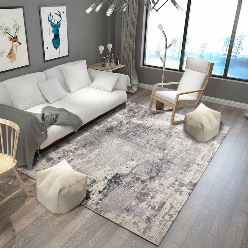 Blue and Brown Bedroom Rug Modern Abstract Painting Pattern Area Rug Polyester Pet Friendly Carpet Grey Clearhalo 'Area Rug' 'Modern' 'Rugs' Rug' 1693386