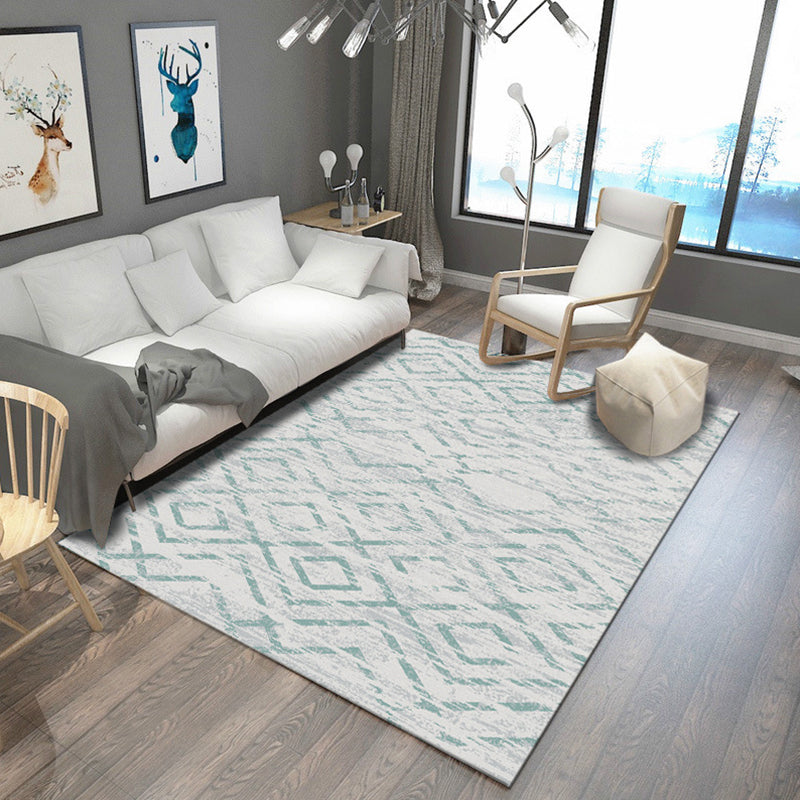 Modern Living Room Rug in Grey and Blue Abstract Print Rug Polyester Anti-Slip Backing Area Rug White Clearhalo 'Area Rug' 'Modern' 'Rugs' Rug' 1693397