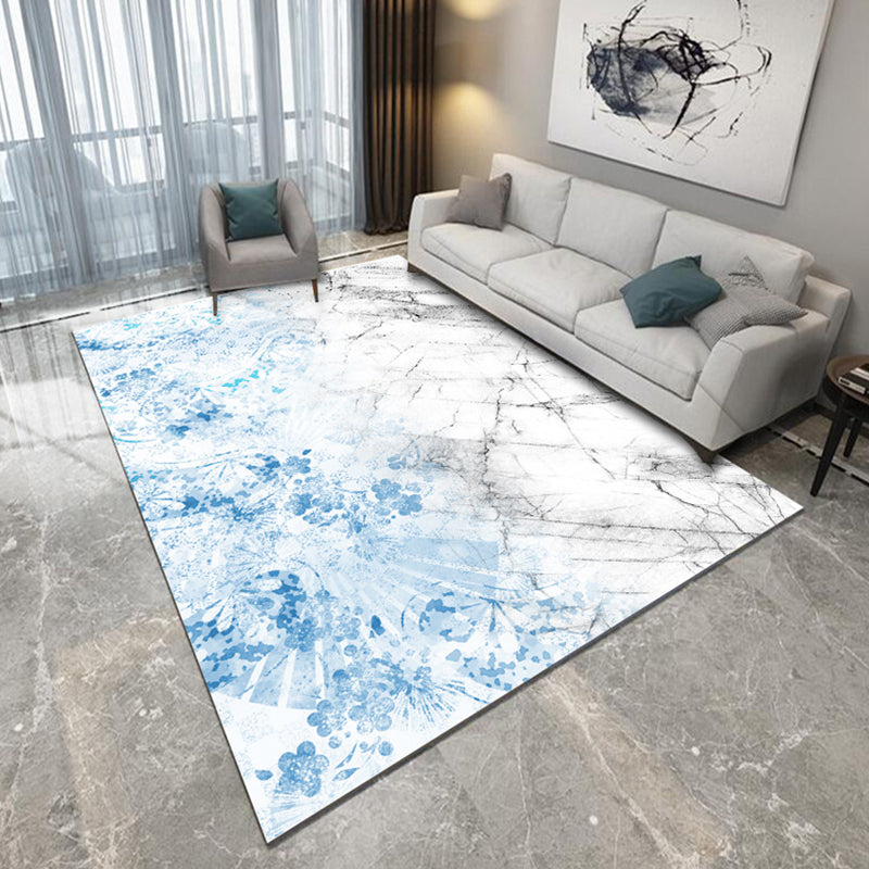 Novelty Modern Rug in Grey and Blue Abstract Splatter Pattern Rug Polyester Non-Slip Carpet for Home Decoration Light Blue Clearhalo 'Area Rug' 'Modern' 'Rugs' Rug' 1693431