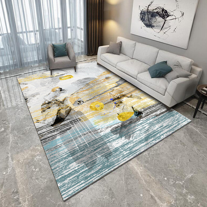 Novelty Modern Rug in Grey and Blue Abstract Splatter Pattern Rug Polyester Non-Slip Carpet for Home Decoration Gold Clearhalo 'Area Rug' 'Modern' 'Rugs' Rug' 1693438