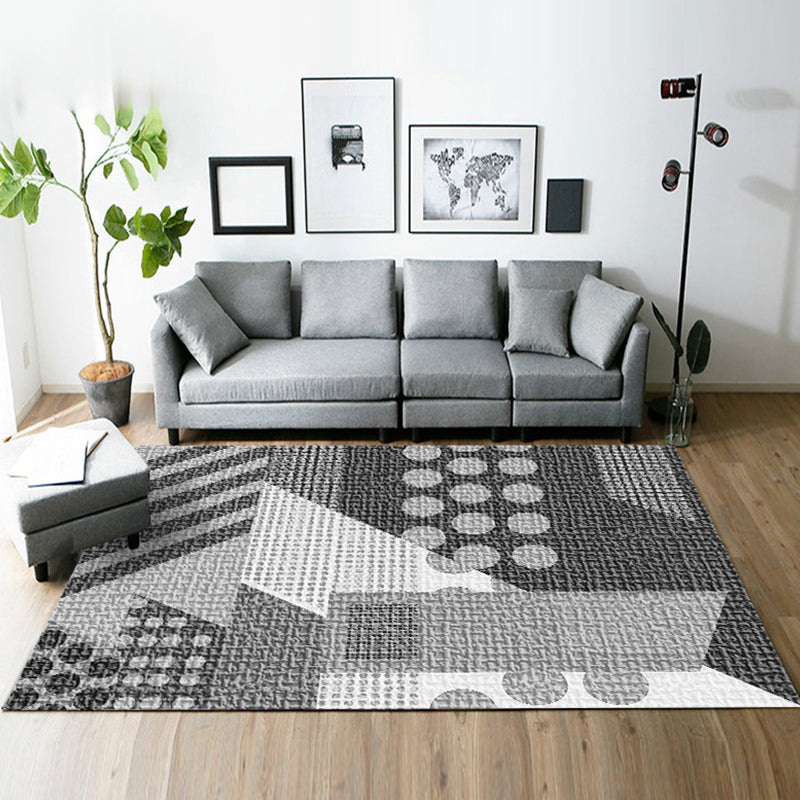 Modern Living Room Rug in Grey and Green Geometric Triangle Print Rug Polyester Pet Friendly Area Rug Black Clearhalo 'Area Rug' 'Modern' 'Rugs' Rug' 1693469