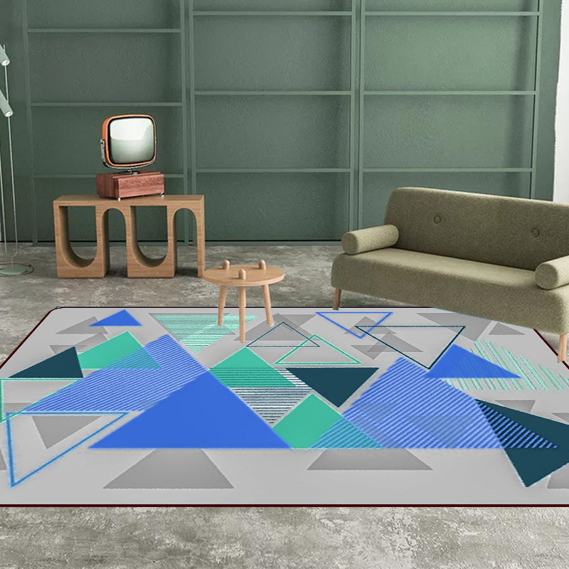 Modern Living Room Rug in Grey Color Block Triangle Print Rug Polyester Machine Washable Area Rug Clearhalo 'Area Rug' 'Modern' 'Rugs' Rug' 1693479