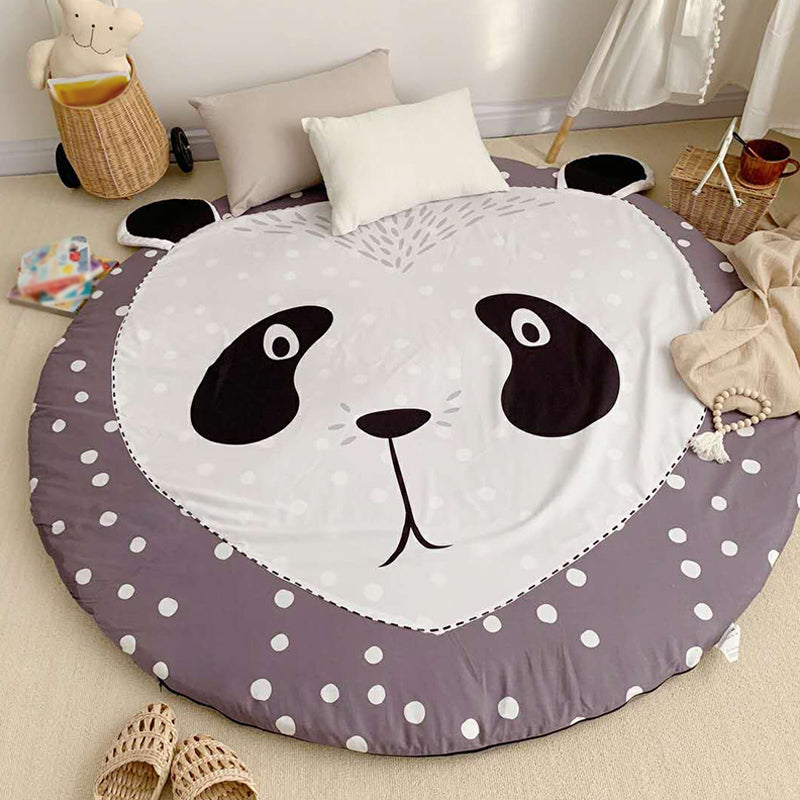 Kids Child's Room Rug in Grey Animal Sheep Rabbit Panda Print Rug Cotton Stain-Resistant Area Rug Grey 4'11