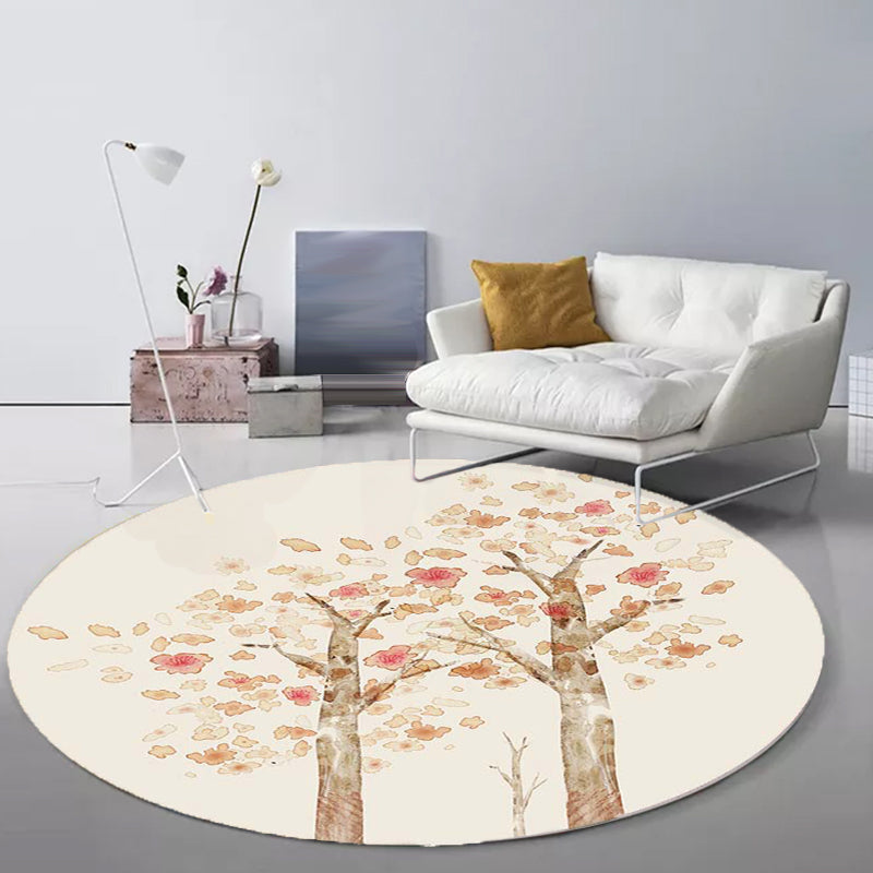 Casual Kids Rug in Ivory Botanical Tree Pattern Rug Polyester Pet Friendly Carpet for Children's Room Clearhalo 'Area Rug' 'Rug' 1693588