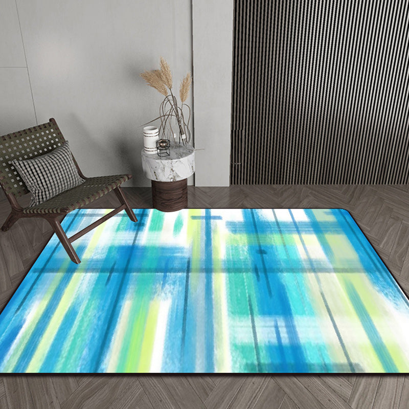 Modern Living Room Rug in Blue and Purple Abstract Stripe Print Rug Polyester Non-Slip Washable Area Rug Blue Clearhalo 'Area Rug' 'Modern' 'Rugs' Rug' 1693626