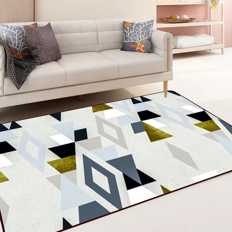 Grey Bedroom Rug Modern Geometric Diamond Pattern Area Rug Polyester Pet Friendly Carpet Grey Clearhalo 'Area Rug' 'Modern' 'Rugs' Rug' 1693635