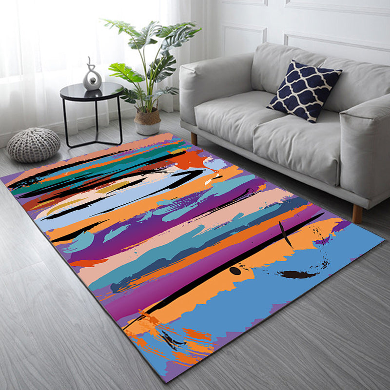 Purple Bedroom Rug Modern Abstract Painting Pattern Area Rug Polyester Non-Slip Stain-Resistant Carpet Clearhalo 'Area Rug' 'Modern' 'Rugs' Rug' 1693685