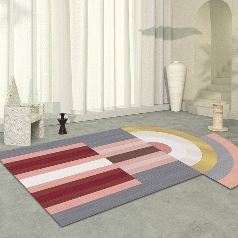 Red and Grey Irregular Rug Bedroom Novelty Color Block Pattern Area Rug Polyester Non-Slip Backing Carpet Clearhalo 'Area Rug' 'Rug' 1693880