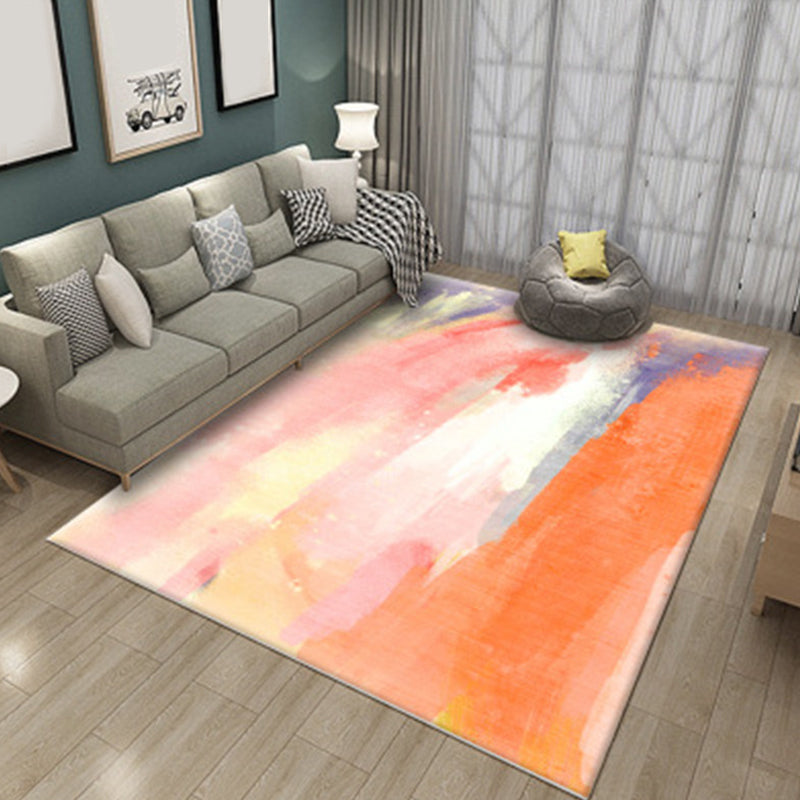 Modern Living Room Rug in Green and Blue Abstract Painting Print Rug Polyester Pet Friendly Area Rug Yellow-Red Clearhalo 'Area Rug' 'Modern' 'Rugs' Rug' 1693904