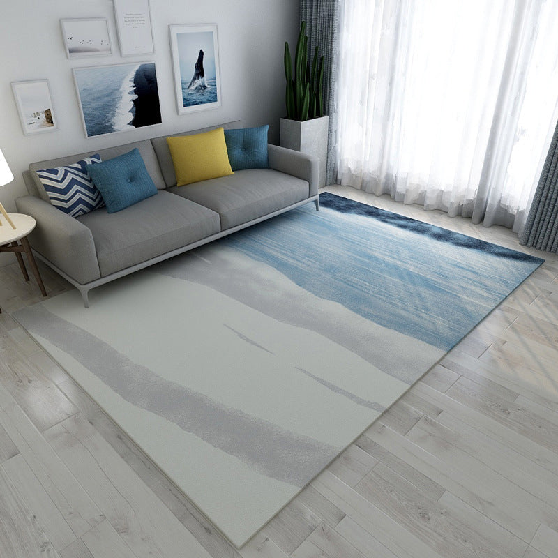 Grey and Blue Bedroom Rug Modern Abstract Pattern Area Rug Polyester Anti-Slip Backing Carpet Light Blue Clearhalo 'Area Rug' 'Modern' 'Rugs' Rug' 1693959