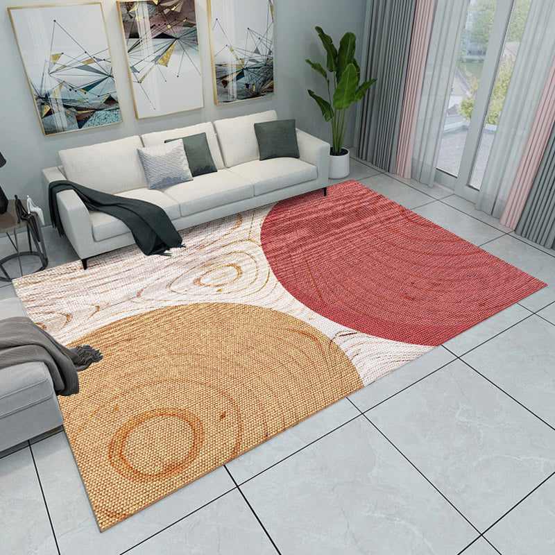 Grey and Yellow Bedroom Rug Modern Color Block Circle Rectangle Pattern Area Rug Polyester Washable Carpet Red Clearhalo 'Area Rug' 'Modern' 'Rugs' Rug' 1694046