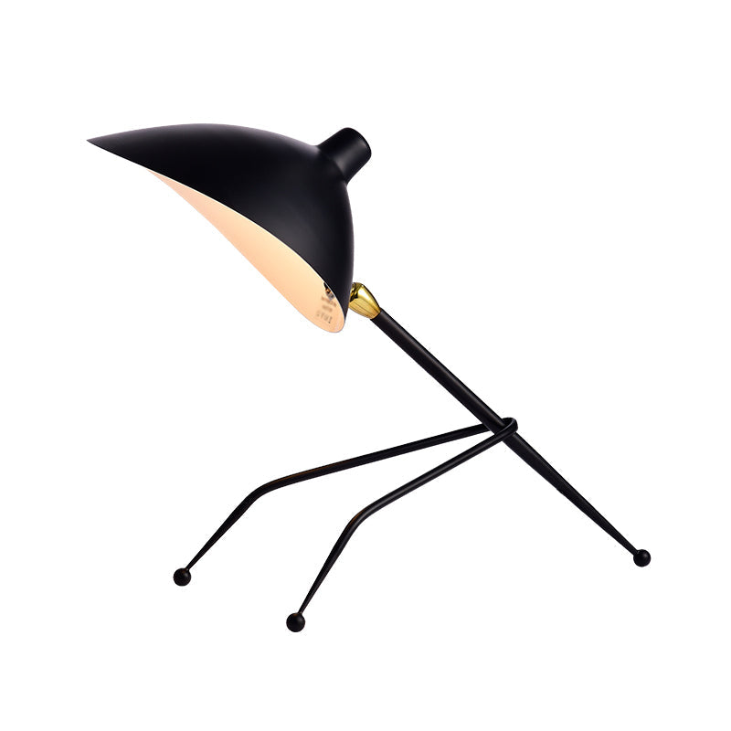 Black Bowl Reading Light Cartoon 1-Head Metal Nightstand Lamp with Tripod and Adjustable Shade Clearhalo 'Lamps' 'Table Lamps' Lighting' 1694352