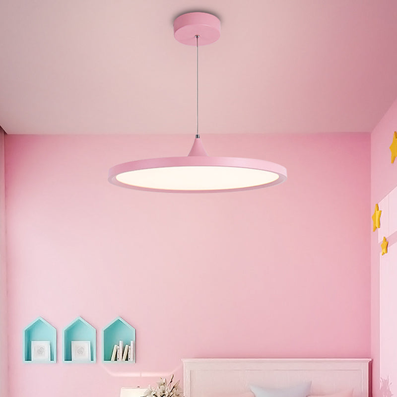 Ultra-Thin Hanging Light Simple Acrylic LED Pink Pendant Lamp in Warm/White Light, 16.5