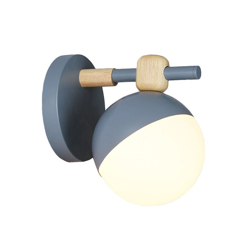 White Glass Globe Wall Mount Nordic 1 Light Wall Light Fixture with Adjustable Shade in Grey/Pink/Yellow Clearhalo 'Wall Lamps & Sconces' 'Wall Lights' Lighting' 1694840