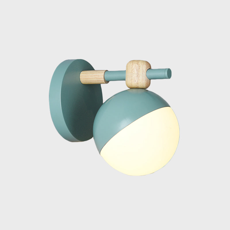 White Glass Globe Wall Mount Nordic 1 Light Wall Light Fixture with Adjustable Shade in Grey/Pink/Yellow Clearhalo 'Wall Lamps & Sconces' 'Wall Lights' Lighting' 1694846