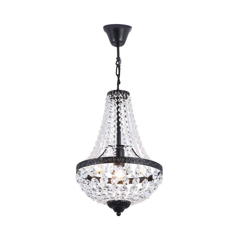 Simplicity 1 Bulb Pendant Lamp Black Basket Hanging Light Fixture with Clear Crystal Shade Clearhalo 'Ceiling Lights' 'Modern Pendants' 'Modern' 'Pendant Lights' 'Pendants' Lighting' 1695051