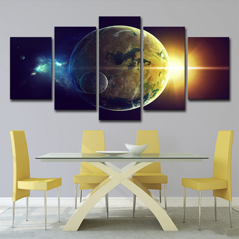 Yellow Sunlight and Earth Canvas Print Multi-Piece Kids Living Room Wall Art Decor Yellow Clearhalo 'Art Gallery' 'Canvas Art' 'Kids' Arts' 1695613