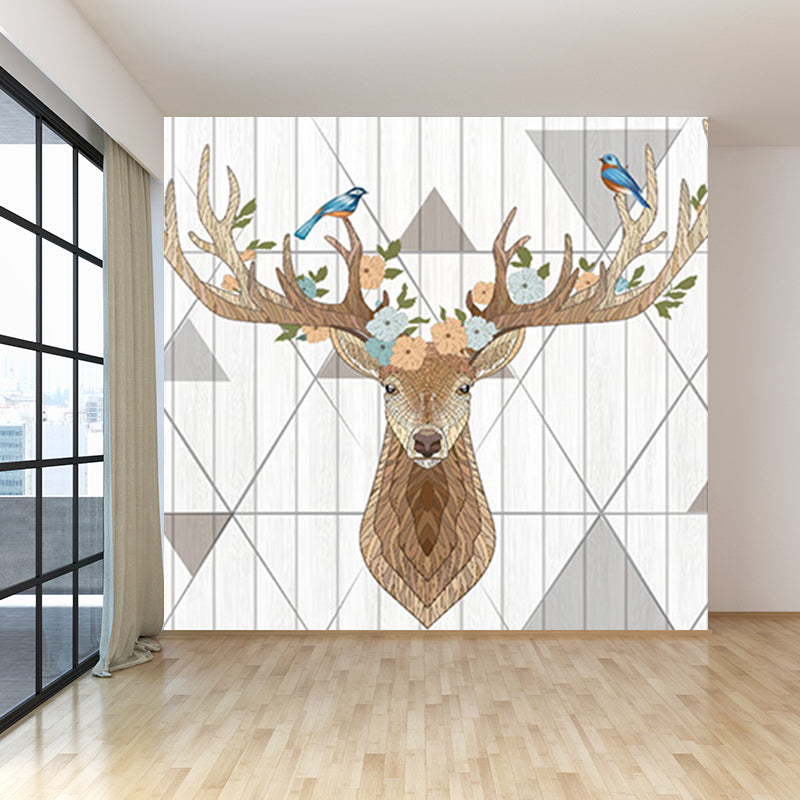 Home Decor Reindeer Mural Decal Customized Contemporary Wall Covering for Kitchen Clearhalo 'Wall Decor' 'Wall Mural' 1696439