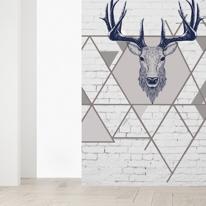 Home Decor Reindeer Mural Decal Customized Contemporary Wall Covering for Kitchen Clearhalo 'Wall Decor' 'Wall Mural' 1696443