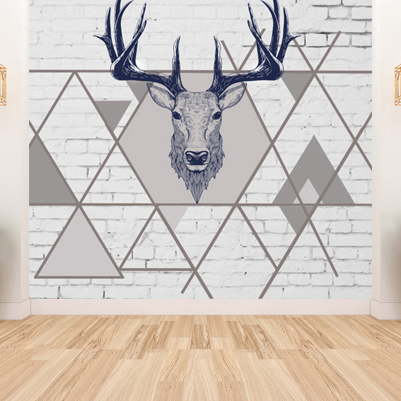 Home Decor Reindeer Mural Decal Customized Contemporary Wall Covering for Kitchen Clearhalo 'Wall Decor' 'Wall Mural' 1696444