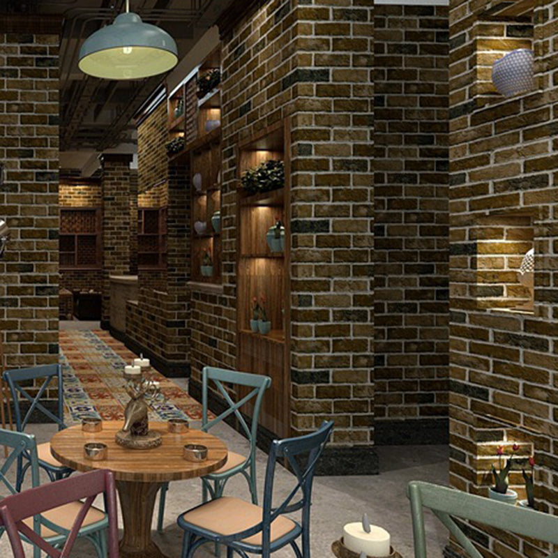 Seamless Pattern Brick Wallpaper Industrial Waterproof Restaurant Wall Decor, 57.1-sq ft Brown Clearhalo 'Industrial wall decor' 'Industrial' 'Wallpaper' Wall Decor' 1696507