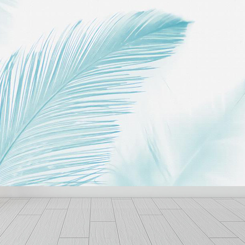 Blue Feather Wall Mural Decal Moisture Resistant Modern Living Room Wall Covering Clearhalo 'Wall Decor' 'Wall Mural' 1696578