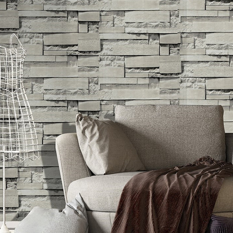 Farmhouse Whitewash Brick Wallpaper Grey House Interior Adhesive Wall Art, 19.5' x 17.5