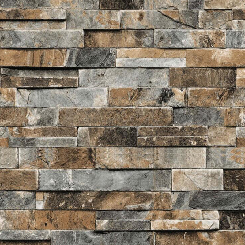 PVC Dark Color Wallpaper Industrial Marble Bricks Wall Decoration, 33' L x 20.5