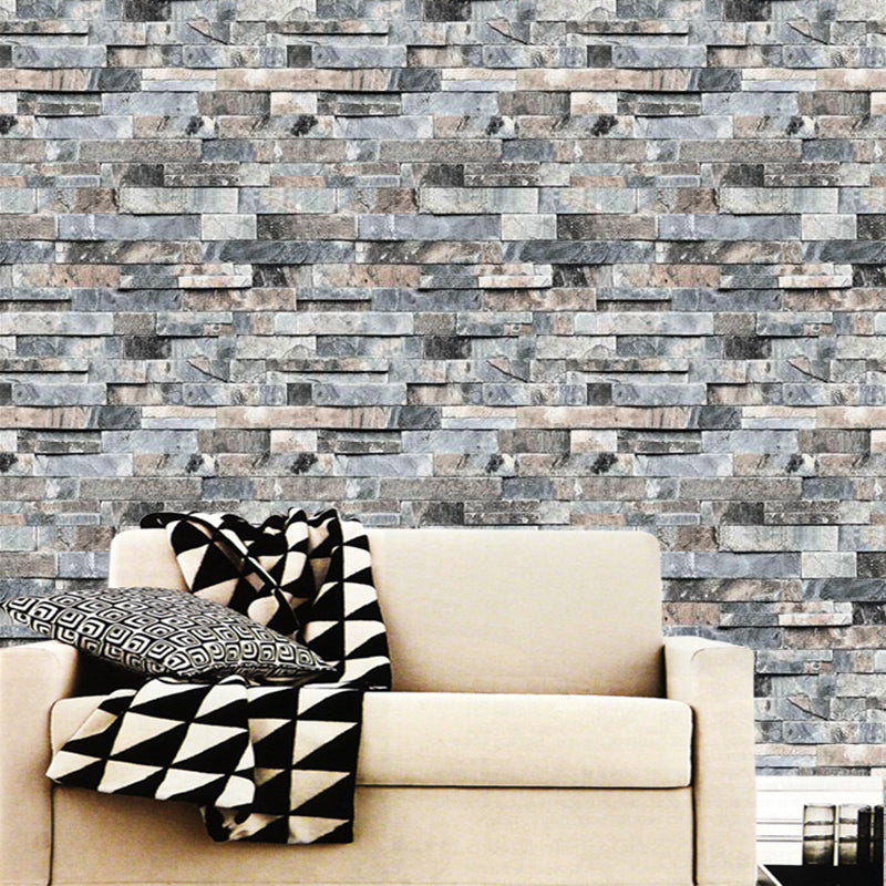 PVC Dark Color Wallpaper Industrial Marble Bricks Wall Decoration, 33' L x 20.5