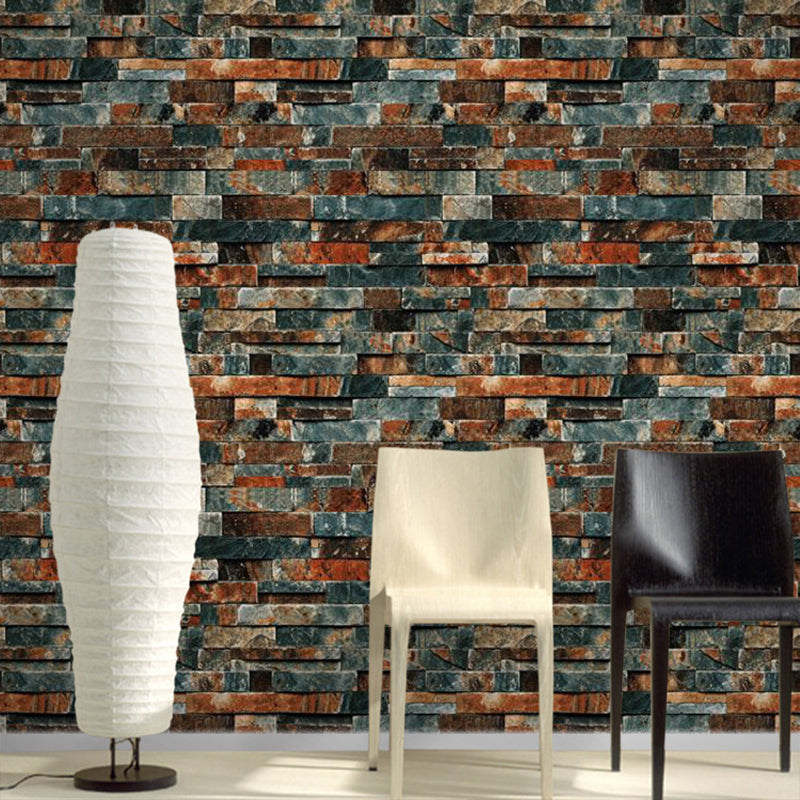 PVC Dark Color Wallpaper Industrial Marble Bricks Wall Decoration, 33' L x 20.5