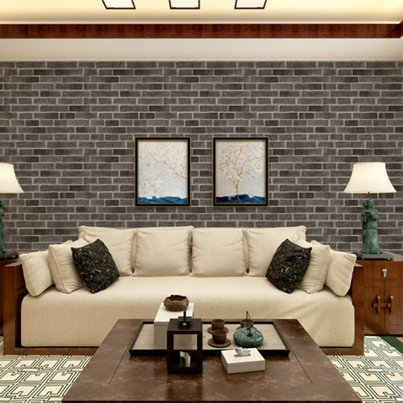 PVC Dark Color Wallpaper Industrial Marble Bricks Wall Decoration, 33' L x 20.5