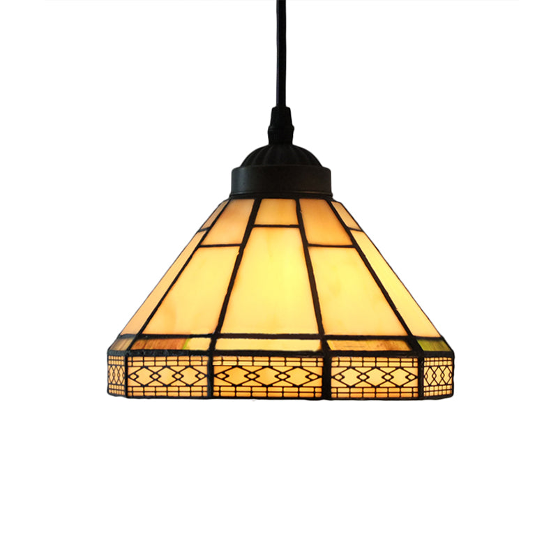 Cone Hanging Light Fixture Mission Cut Glass 8