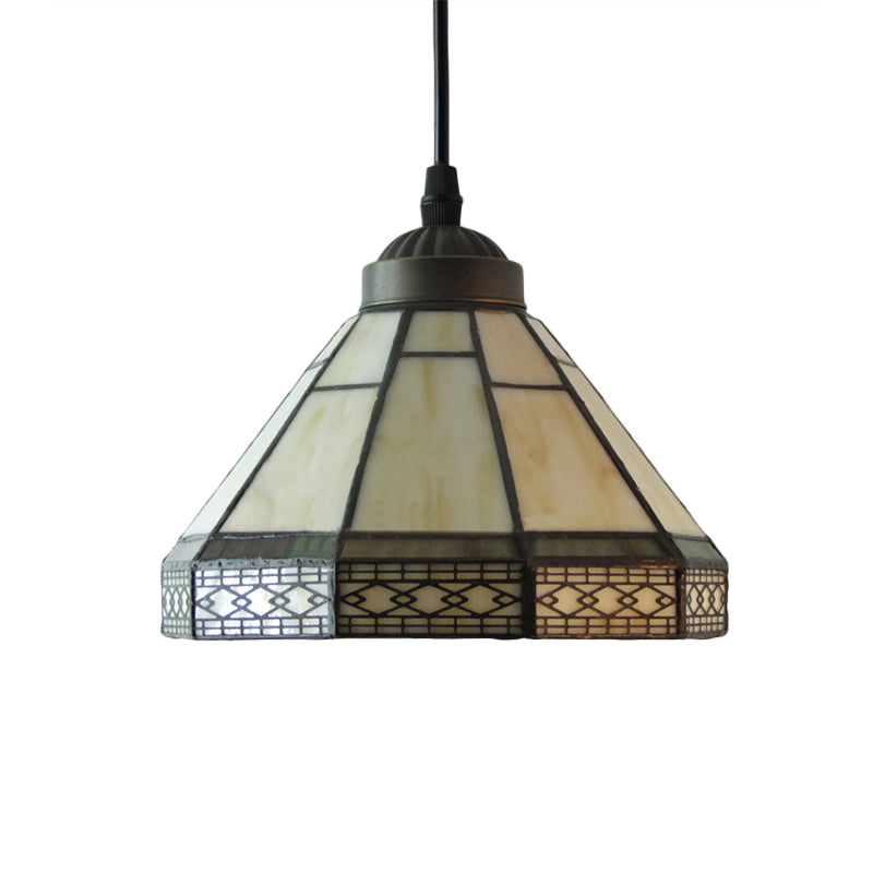 Cone Hanging Light Fixture Mission Cut Glass 8