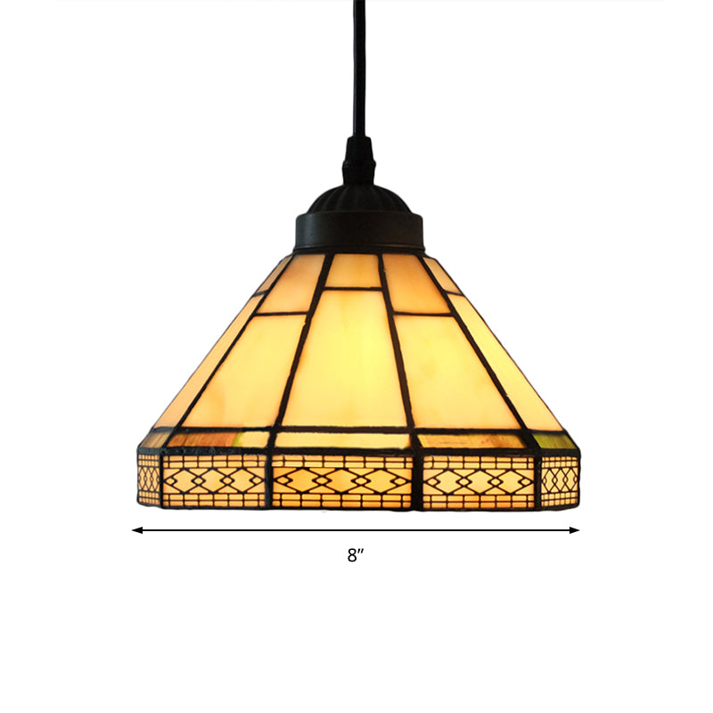 Cone Hanging Light Fixture Mission Cut Glass 8