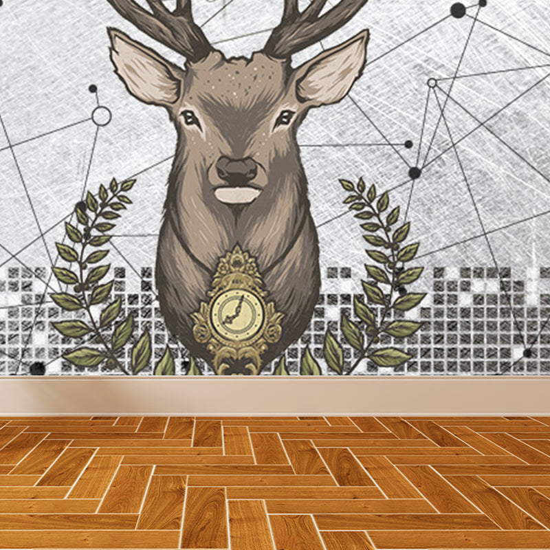 Big Wild Reindeer Mural Wallpaper Decorative Contemporary Living Room Wall Covering Clearhalo 'Wall Decor' 'Wall Mural' 1697154