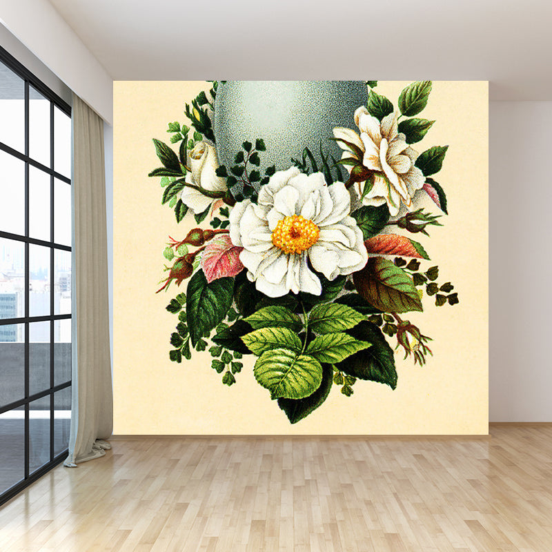 Green Floral Design Mural Wallpaper for Decoration Modern Living Room Wall Covering Clearhalo 'Wall Decor' 'Wall Mural' 1697208