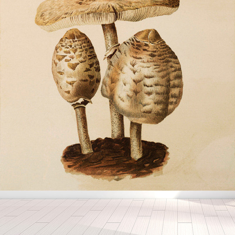 Big Button Mushroom Mural Wallpaper Decorative Contemporary Dining Room Wall Art Brown Clearhalo 'Wall Decor' 'Wall Mural' 1697217