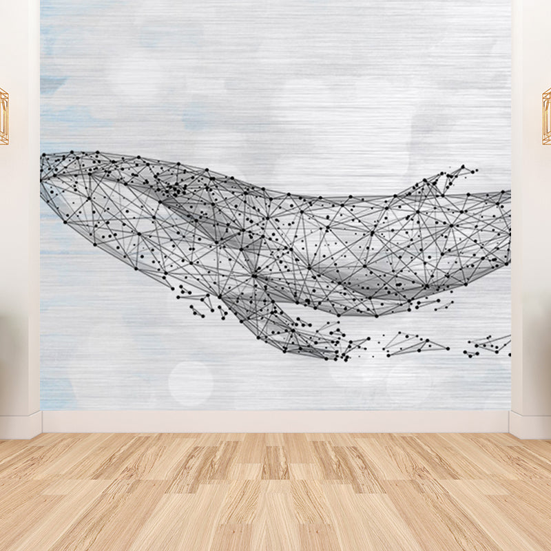 Whale Wallpaper Mural Cartoon Moisture Resistant Kids Bedroom Wall Decor, Personalized Size Clearhalo 'Wall Decor' 'Wall Mural' 1697228