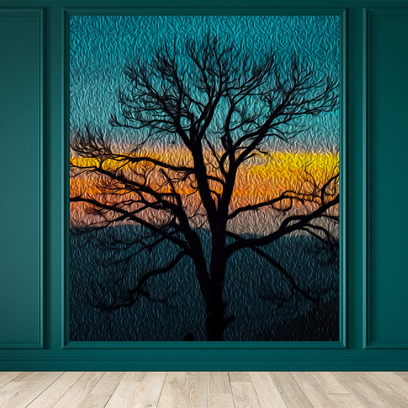 Modern Bare Tree Scenery Mural Decal Blue Waterproofing Wall Covering for Bedroom Clearhalo 'Wall Decor' 'Wall Mural' 1697293