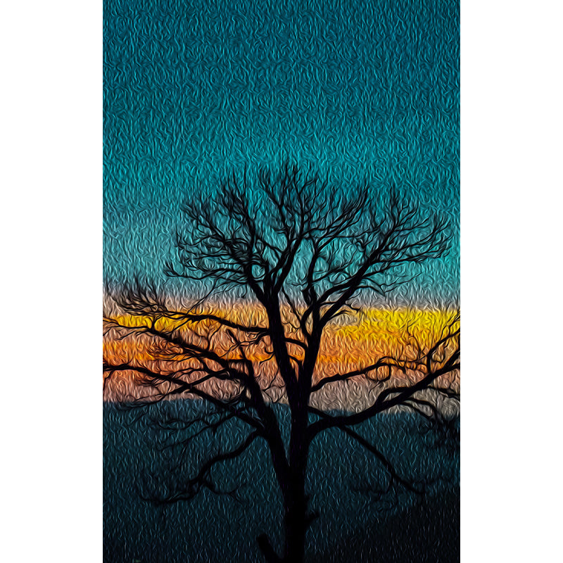 Modern Bare Tree Scenery Mural Decal Blue Waterproofing Wall Covering for Bedroom Clearhalo 'Wall Decor' 'Wall Mural' 1697295