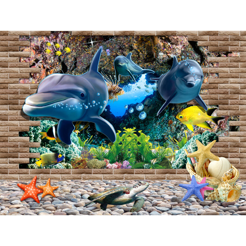 Large Underwater Wall Mural Blue Non-Woven Material Wall Decor, Washable, Custom Print Clearhalo 'Wall Decor' 'Wall Mural' 1697360